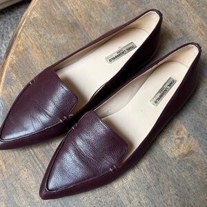 Karl Lagerfeld Women's Pointed Slip-On Flats Loafers in Burgundy